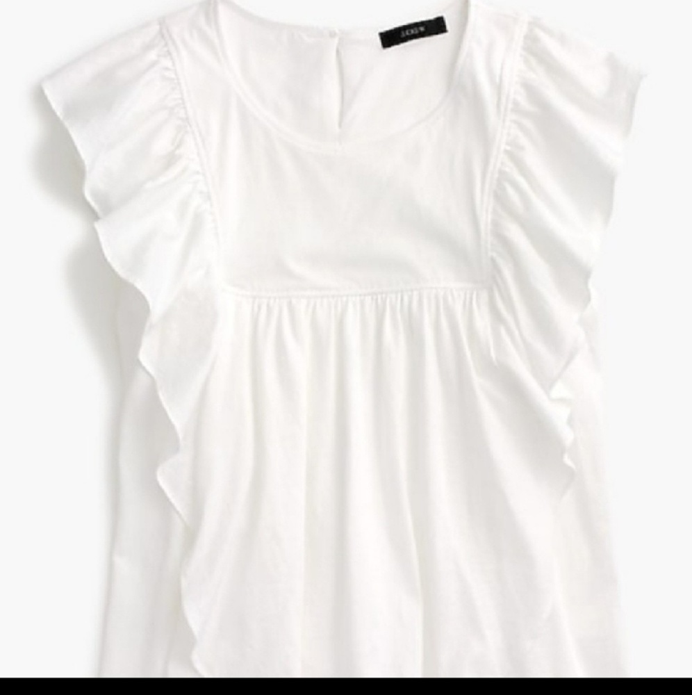 J. Crew White Flutter sleeveless top XL